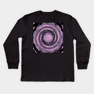 Diamond Swirl of Floating Purple Mandalas Kids Long Sleeve T-Shirt